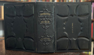 ILLUSTRATED DOMESTIC BIBLE - OLD and NEW TESTAMENTS - FINE LEATHER BINDING, 1869