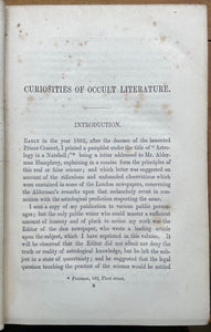 CURIOSITIES OF OCCULT LITERATURE - Cooke, 1st 1863 - ASTROLOGY OCCULT ZADKIEL