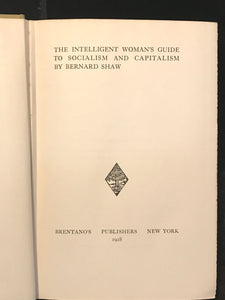 THE INTELLIGENT WOMAN'S GUIDE TO SOCIALISM & CAPITALISM BERNARD SHAW 1st Ed 1928