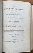 INFIRMITIES OF GENIUS - Madden, 1st 1833 - LITERARY CRITICISM, TRAITS OF GENIUS