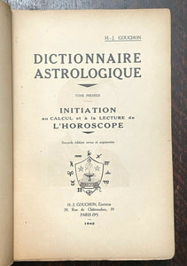 DICTIONNAIRE ASTROLOGIQUE - 1942 - DIVINATION ZODIAC ASTROLOGY HOROSCOPE