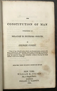 CONSTITUTION OF MAN - Combe, 1845 - PHRENOLOGY BRAIN MIND RELATIONSHIPS BEHAVIOR