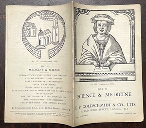 SCIENCE & MEDICINE CATALOG - E.P. GOLDSCHMIDT, 1930 - INVENTIONS + MEDICAL BOOKS