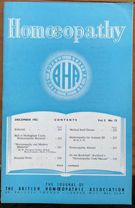 HOMOEOPATHY - BRITISH HOMOEOPATHIC ASSN - ALTERNATIVE NATURAL MEDICINE, Dec 1952