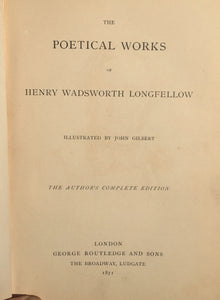 Henry Longfellow, COMPLETE POETICAL WORKS, 1871 Morrocan Gilt Boards ILLUSTRATED