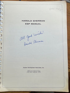 SIGNED - ESP MANUAL - H. Sherman, 1st 1972 - PSYCHIC RESEARCH TELEPATHY OCCULT