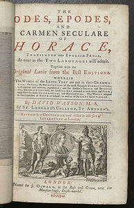ODES EPODES of HORACE - 1741 ROMAN POETRY LITERATURE ILLUSTRATED w/ ADDED IMAGES