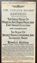 1920s DE LAURENCE OCCULT CATALOG BOOK OF MAGICAL ART, HINDOO & BLACK MAGIC + ADS