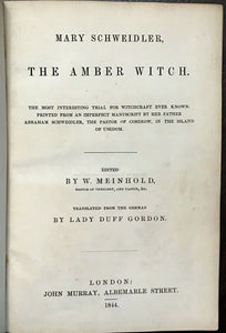 1844 THE AMBER WITCH - Meinhold, 1st Ed - WITCH TRIALS WITCHCRAFT HOAX OCCULT