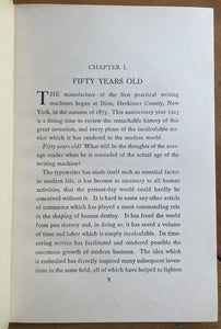 STORY OF THE TYPEWRITER, 1873-1923 - 1st Ed, 1923 - TYPING INVENTION PROGRESS