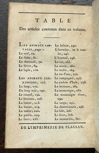 1798 HISTOIRE NATURELLE - BUFFON, Vol 2 NATURAL HISTORY ENGRAVED PLATES MAMMALS