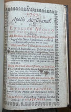 1707 THE ENGLISH APOLLO - APOLLO ANGLICANUS ALMANACK - ASTROLOGY DIVINATION