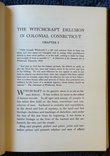 WITCHCRAFT DELUSION IN COLONIAL CONNECTICUT - Ltd Ed, 1969 - WITCHES PERSECUTION