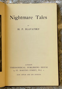 NIGHTMARE TALES - H.P. Blavatsky, 1st 1892 - GOTHIC HORROR OCCULT SHORT STORIES