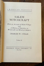 SALEM WITCHCRAFT - Upham, 1st 1966 - WITCHES SORCERY SATAN PERSECUTION TRIALS