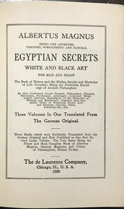 ALBERTUS MAGNUS, EGYPTIAN SECRETS - De Laurence 1930 WHITE BLACK MAGICK GRIMOIRE