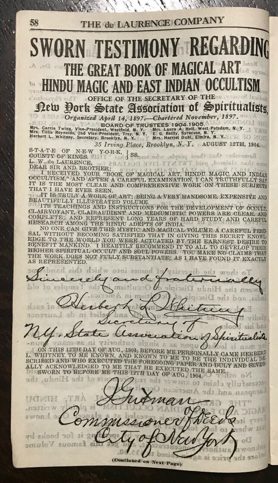 1920s VERY RARE DE LAURENCE OCCULT CATALOG BOOK OF MAGICAL ART, HIND