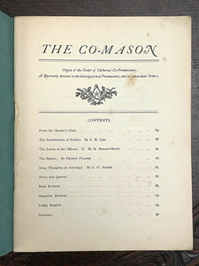 THE CO=MASON Journal, 4 ISSUES - 1st 1916 MEN WOMEN FREEMASONRY MASONIC EQUALITY