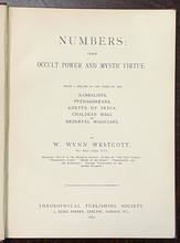 NUMBERS: THEIR OCCULT POWER, MYSTIC VIRTUE - Westcott, 1st 1890 KABBALAH MAGICK