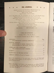 MANLY P. HALL, PHILOSOPHICAL RESEARCH SOCIETY JOURNAL - Full Year, 4 Issues 1976