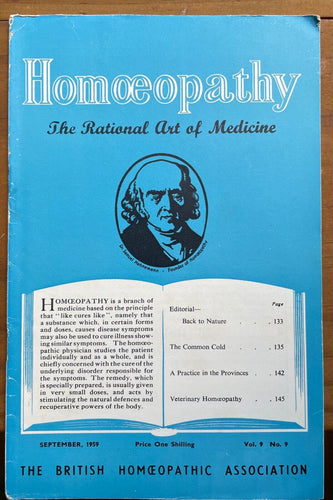 HOMOEOPATHY: BRITISH HOMOEOPATHIC ASSN - ALTERNATIVE NATURAL MEDICINE, Sept 1959