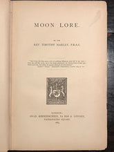 1885 - MOON LORE by Rev. Timothy Harley, 1st Ed, MOON LUNAR LEGENDS WORSHIP