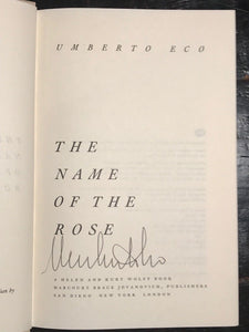 THE NAME OF THE ROSE by Umberto Eco - SIGNED Early Edition, 1983, HC/DJ