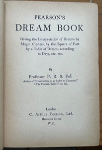 PEARSON'S DREAM BOOK - PRS Foli, 1st 1902 - DIVINATION MAGICK FATE PROPHECY