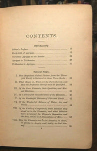 OCCULT PHILOSOPHY: NATURAL MAGIC, Agrippa - Grimoire Mysticism Alchemy - 1898