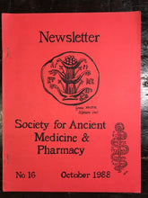SOCIETY FOR ANCIENT MEDICINE & PHARMACY Newsletter, 1988, Scarce HERBAL MEDICINE