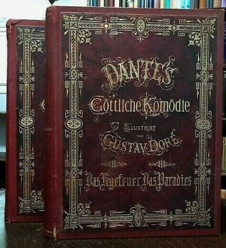 1867 DANTE'S DIVINE COMEDY - ILLUSTRATED by GUSTAVE DORE - 2 Vols ORNATE FOLIO