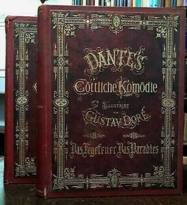 1867 DANTE'S DIVINE COMEDY - ILLUSTRATED by GUSTAVE DORE - 2 Vols ORNATE FOLIO