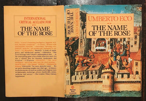 THE NAME OF THE ROSE by Umberto Eco - SIGNED Early Edition, 1983, HC/DJ