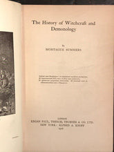 THE HISTORY OF WITCHCRAFT AND DEMONOLOGY, M. SUMMERS 1st/1st 1926 WITCHES DEMONS