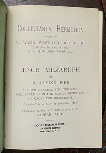 AESCH MEZAREPH OR PURIFYING FIRE - WILLIAM W. WESTCOTT, 1950s - KABBALAH ALCHEMY