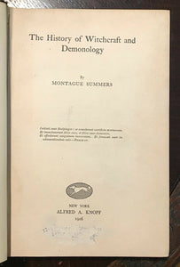 HISTORY OF WITCHCRAFT AND DEMONOLOGY, Summers - 1st, 1926 - WITCHES DEMONS SATAN