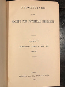 1886-1887 - SOCIETY FOR PSYCHICAL RESEARCH - OCCULT SPIRITS GHOSTS PSYCHIC