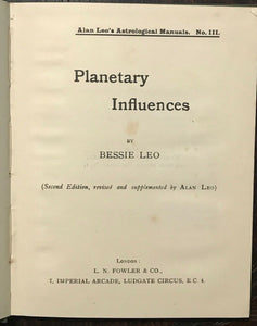 ALAN LEO ASTROLOGICAL MANUALS #s 1-6, OCCULT ZODIAC DIVINATION 6 BOOKS - 1910