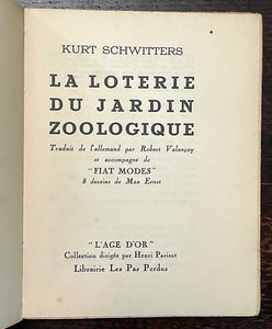LA LOTERIE DU JARDIN ZOOLOGIQUE - Schwitters, 1st 1951 MAX ERNST DADA SURREALISM