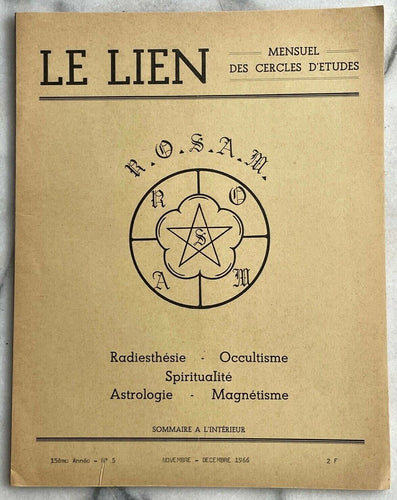 LE LIEN FRENCH OCCULT MAGAZINE - NOV-DEC 1966 - PAST LIVES SOLAR MAGIC SQUARES