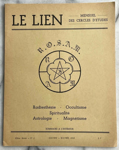 LE LIEN FRENCH OCCULT MAGAZINE - NOV-DEC 1966 - PAST LIVES SOLAR MAGIC SQUARES