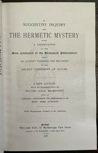 SUGGESTIVE INQUIRY INTO HERMETIC MYSTERY - Atwood, 1976 - ALCHEMY SPIRITS MAGICK