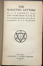 THE MAHATMA LETTERS - Barker, 1st 1924 THEOSOPHY THEOSOPHIST SPIRIT HIERARCHY