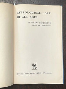 ASTROLOGICAL LORE OF ALL AGES - Benjamine/Zain, 1st 1945 FOLKLORE MYTH ASTROLOGY