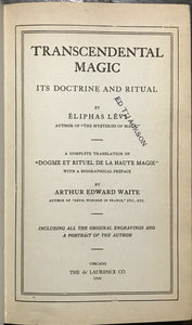 TRANSCENDENTAL MAGIC - Eliphas Levi - 1946 RITUALS MAGICK OCCULT GRIMOIRE
