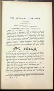 WENTWORTH GENEALOGY - 1st, 1878 in 3 Vols - COLLECTED HISTORY WENTWORTH FAMILY