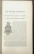 WENTWORTH GENEALOGY - 1st, 1878 in 3 Vols - COLLECTED HISTORY WENTWORTH FAMILY