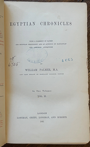 EGYPTIAN CHRONICLES - Palmer, 1st 1861 - ANCIENT EGYPT HISTORY EGYPTOLOGY