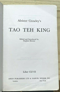 TAO TEH KING - Aleister Crowley, 1976 - TAOISM THELEMA OCCULT LAO TZU PHILOSOPHY