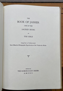 1977 BOOK OF JASHER, SACRED BOOK OF THE BIBLE - ROSICRUCIAN AMORC MAGICK JEWS